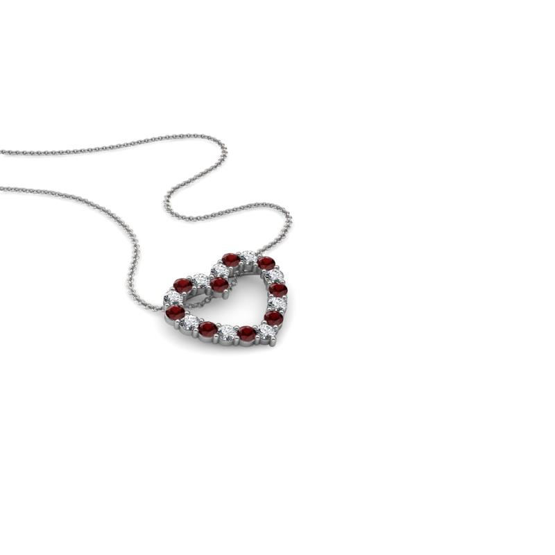 Zayna 2.00 mm Round Red Garnet and Diamond Heart Pendant 