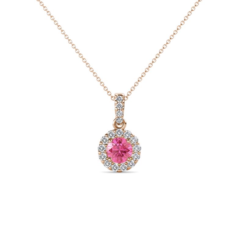 Azaria Pink Tourmaline and Diamond Halo Pendant 