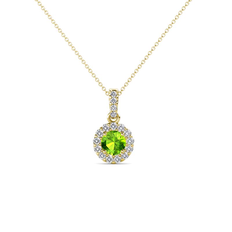 Azaria Peridot and Diamond Halo Pendant 