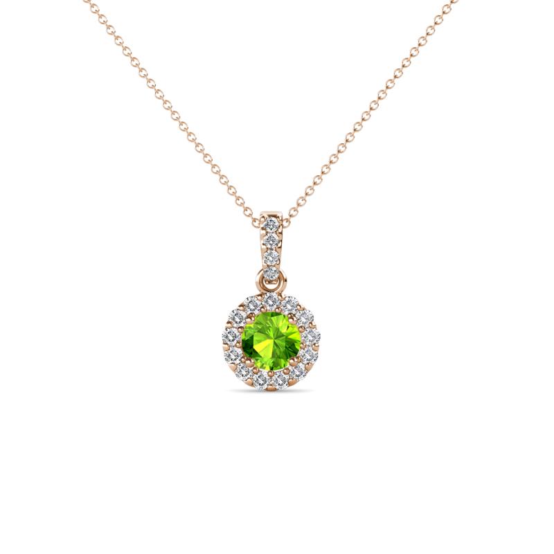 Azaria Peridot and Diamond Halo Pendant 