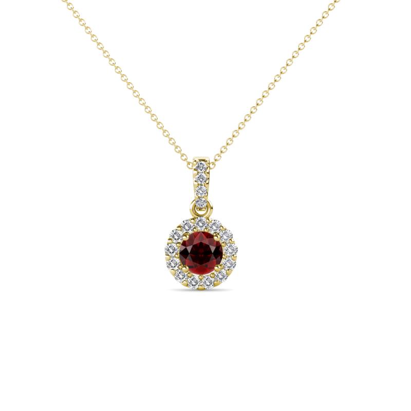 Azaria Red Garnet and Diamond Halo Pendant 