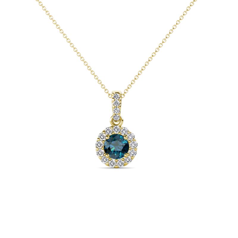 Azaria Blue and White Diamond Halo Pendant 