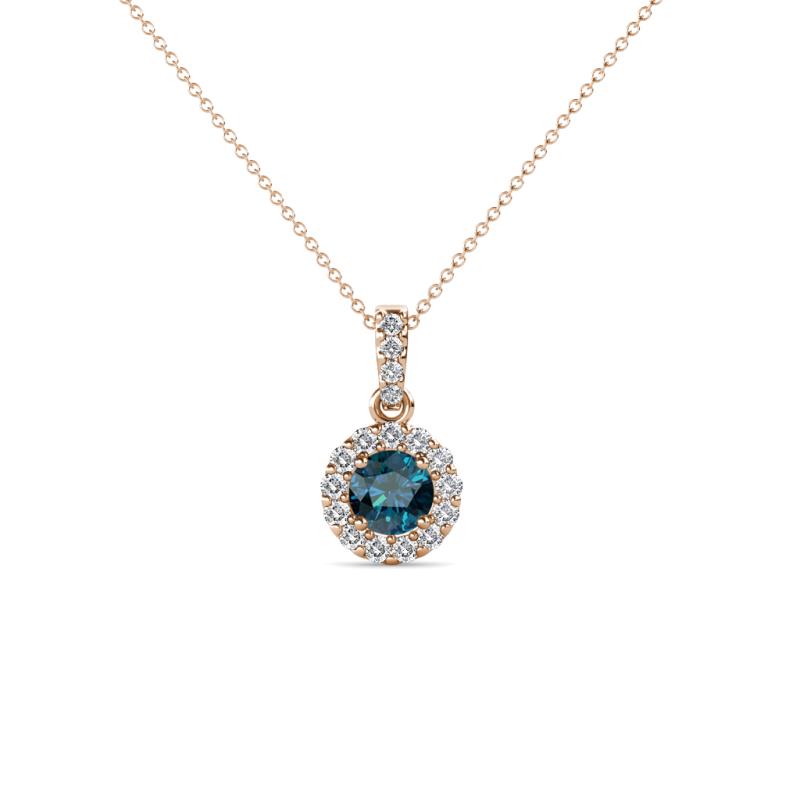 Azaria Blue and White Diamond Halo Pendant 