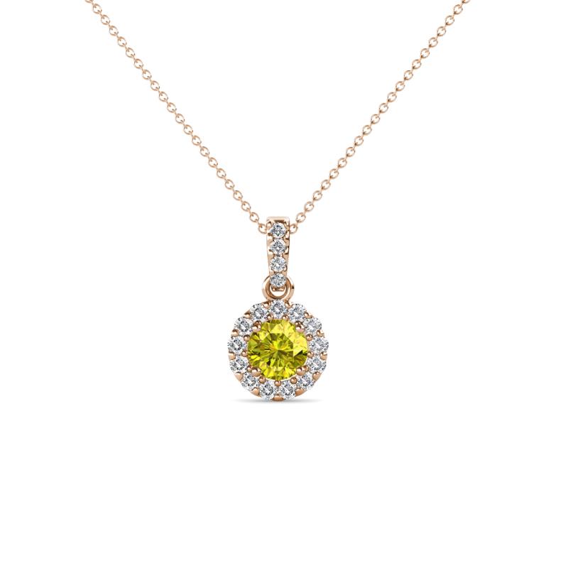 Azaria Yellow and White Diamond Halo Pendant 