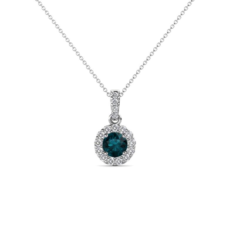 Azaria London Blue Topaz and Diamond Halo Pendant 