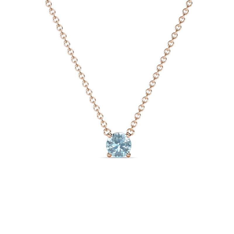 Juliana 4.00 mm Round Aquamarine Solitaire Pendant Necklace 