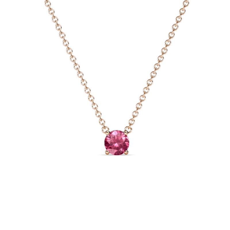 Juliana 4.00 mm Round Pink Tourmaline Solitaire Pendant Necklace 
