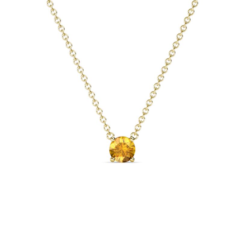 Juliana 4.00 mm Round Citrine Solitaire Pendant Necklace 