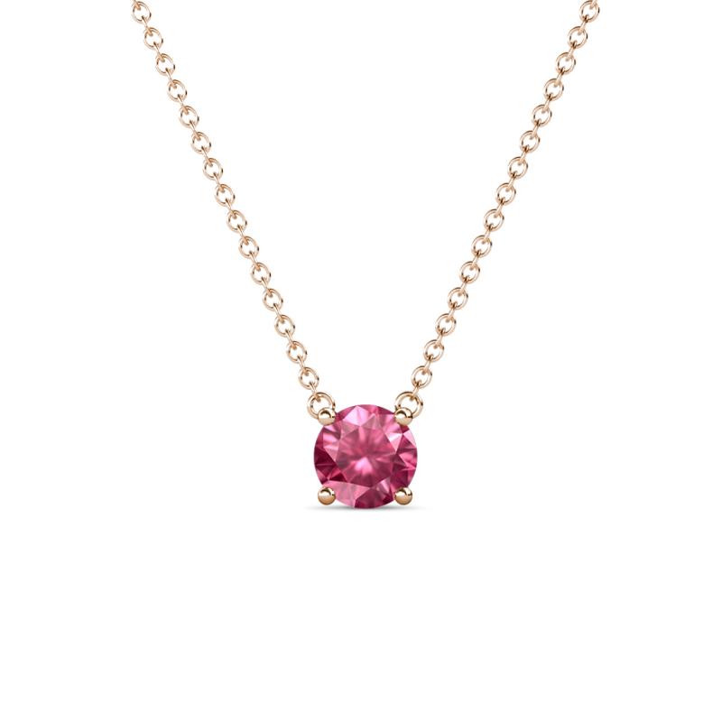 Juliana 5.00 mm Round Pink Tourmaline Solitaire Pendant Necklace 