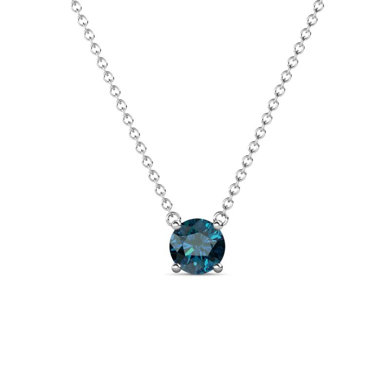Juliana 5.00 mm Round Blue Diamond Solitaire Pendant Necklace 