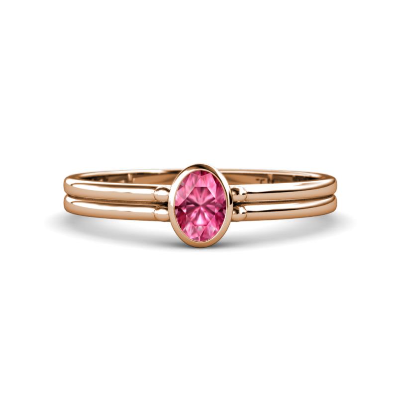 Diana Desire Oval Cut Pink Tourmaline Solitaire Engagement Ring 