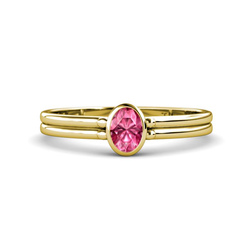 Diana Desire Oval Cut Pink Tourmaline Solitaire Engagement Ring 