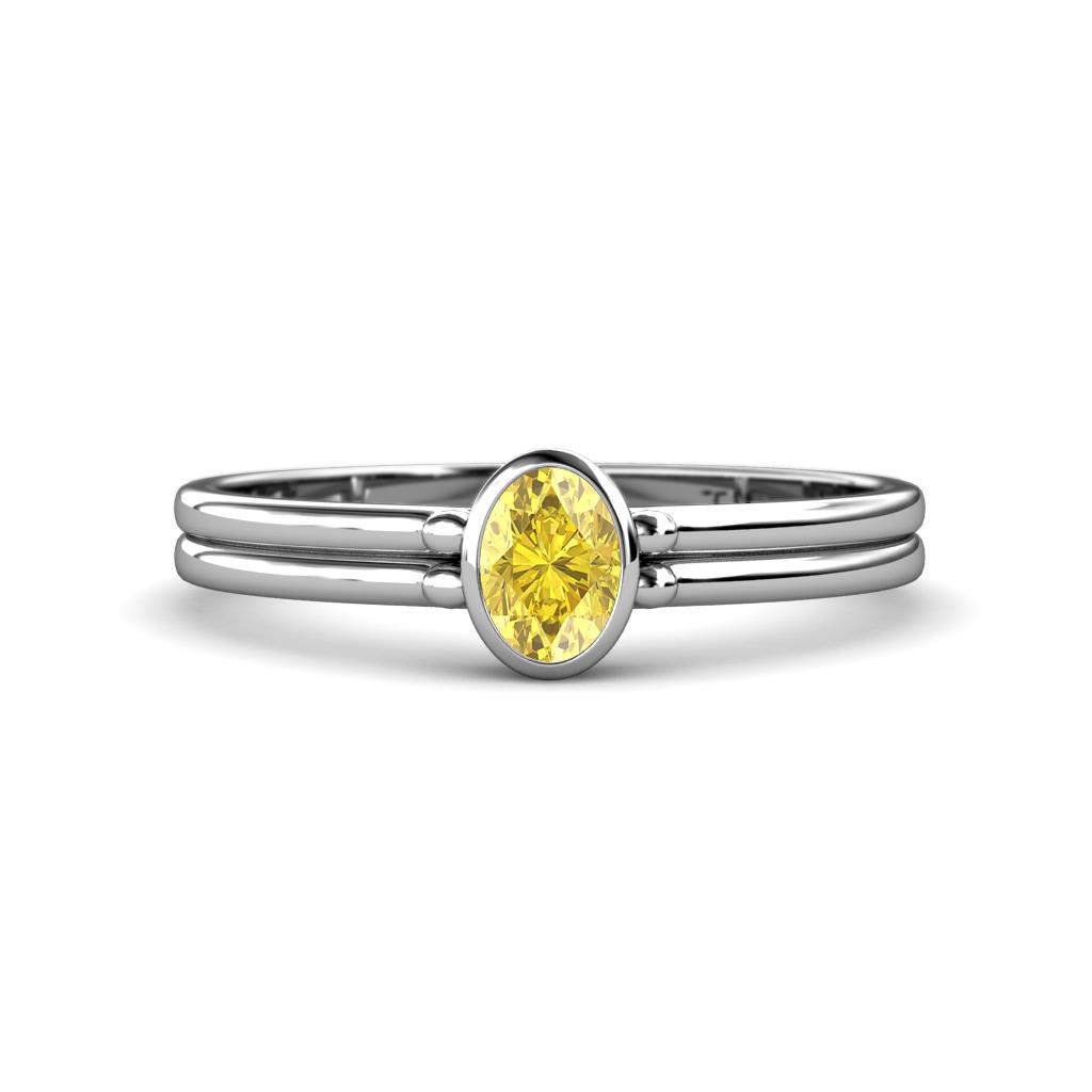 Diana Desire Oval Cut Yellow Sapphire Solitaire Engagement Ring 