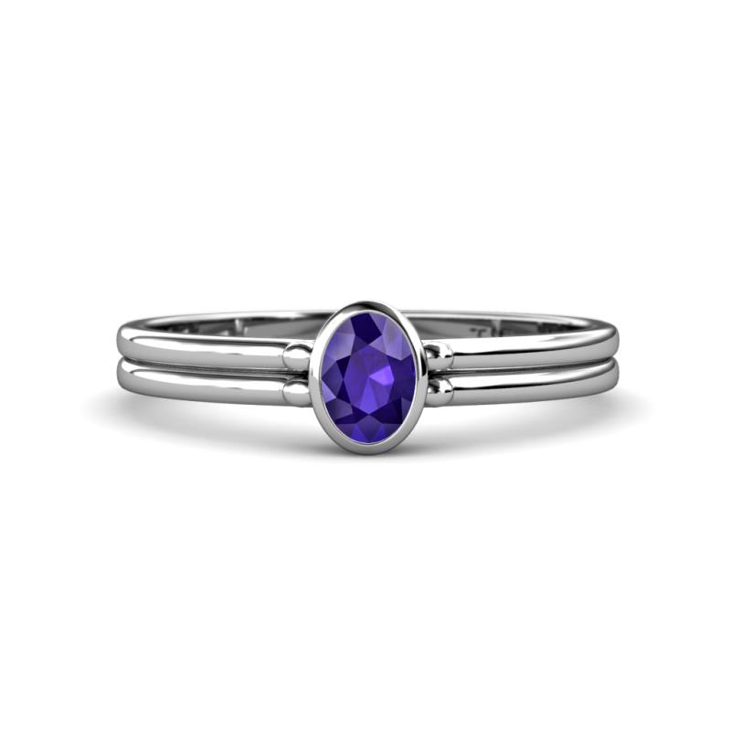 Diana Desire Oval Cut Iolite Solitaire Engagement Ring 