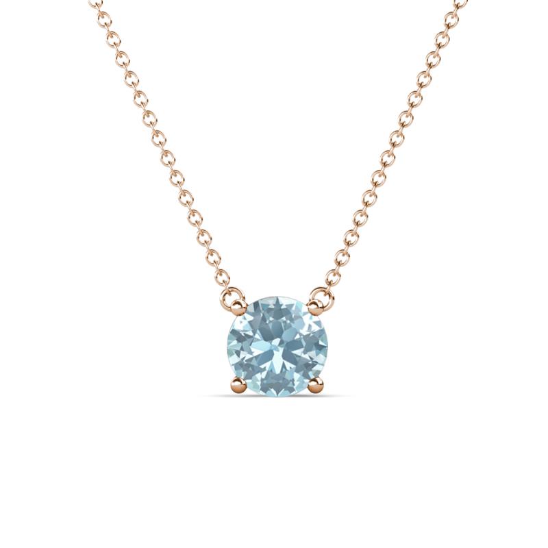 Juliana 6.50 mm Round Aquamarine Solitaire Pendant Necklace 