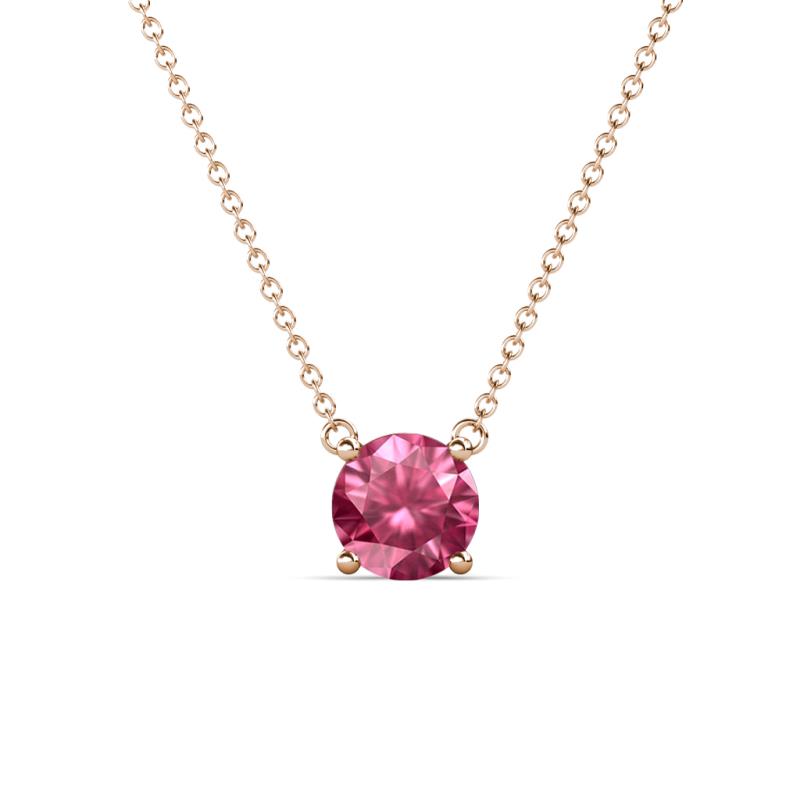 Juliana 6.50 mm Round Pink Tourmaline Solitaire Pendant Necklace 