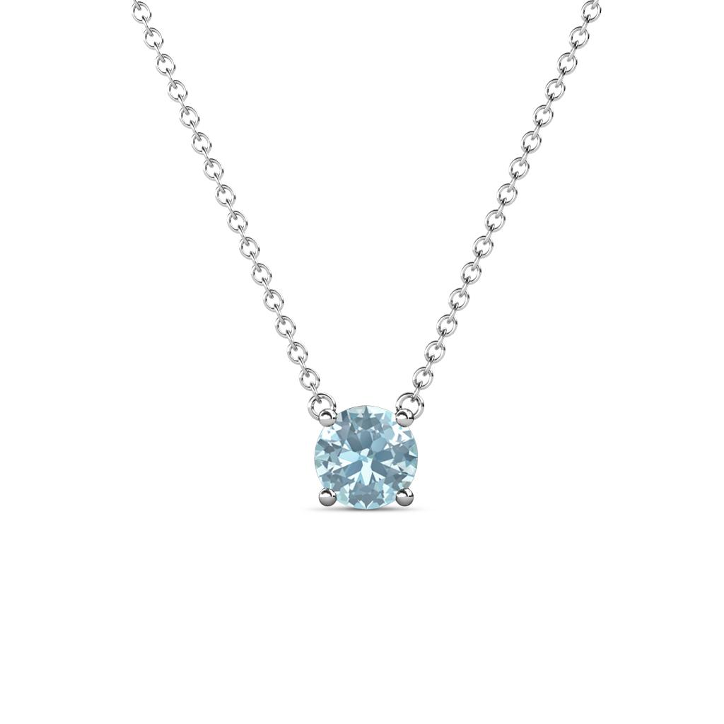 Juliana 5.40 mm Round Aquamarine Solitaire Pendant Necklace 