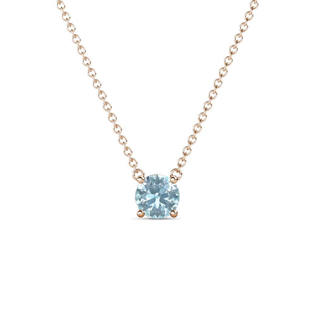 Juliana 5.40 mm Round Aquamarine Solitaire Pendant Necklace 