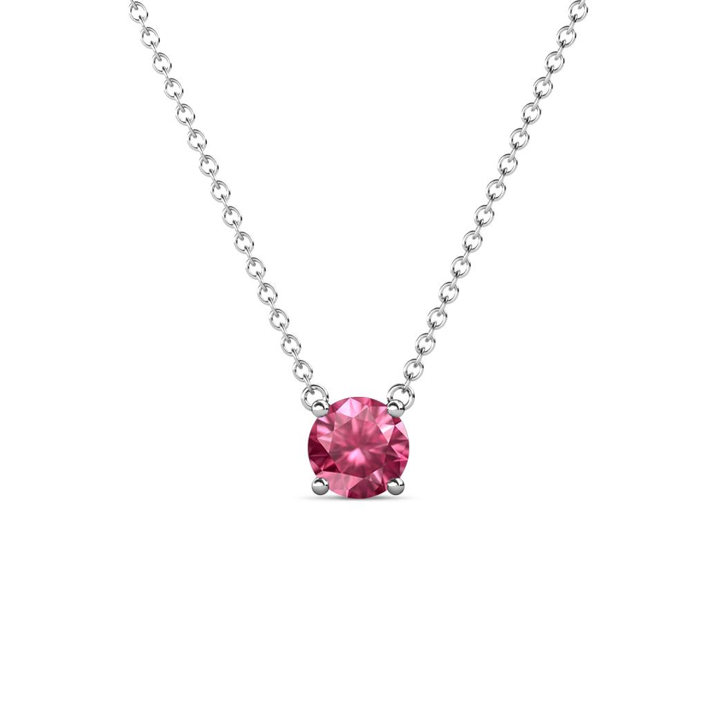 Juliana 5.40 mm Round Pink Tourmaline Solitaire Pendant Necklace 