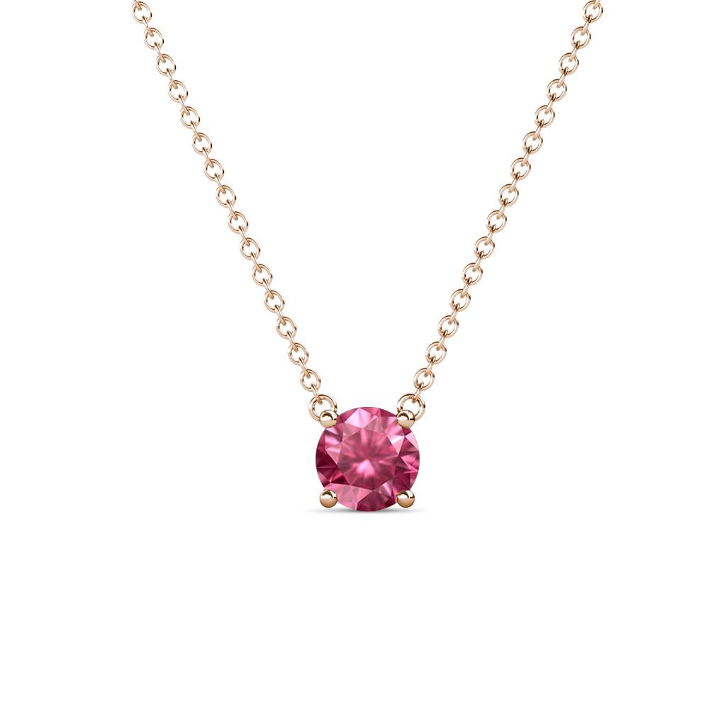 Juliana 5.40 mm Round Pink Tourmaline Solitaire Pendant Necklace 