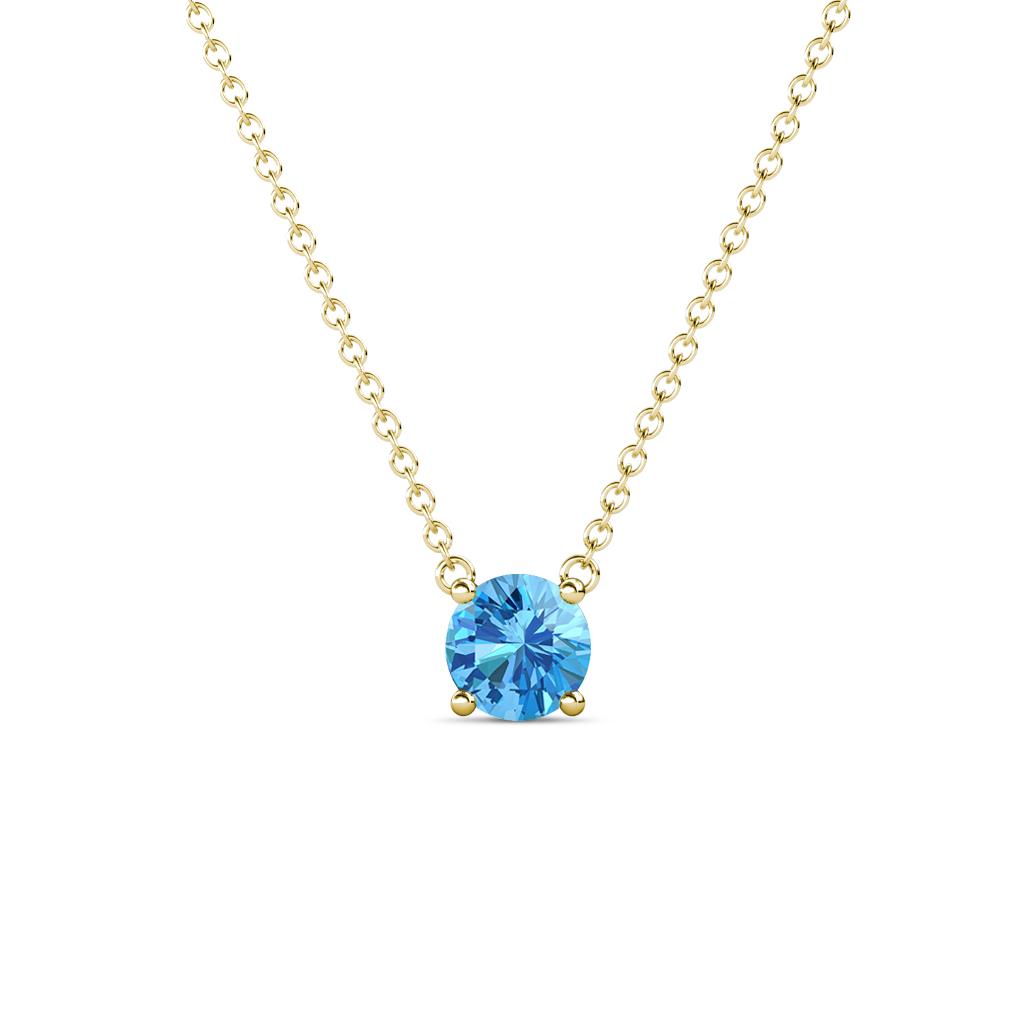 Juliana 5.40 mm Round Blue Topaz Solitaire Pendant Necklace 