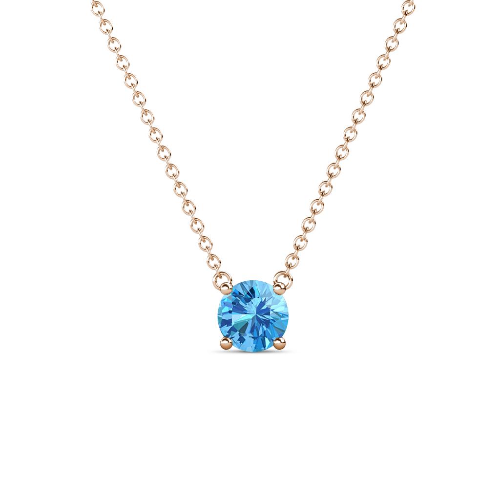 Juliana 5.40 mm Round Blue Topaz Solitaire Pendant Necklace 