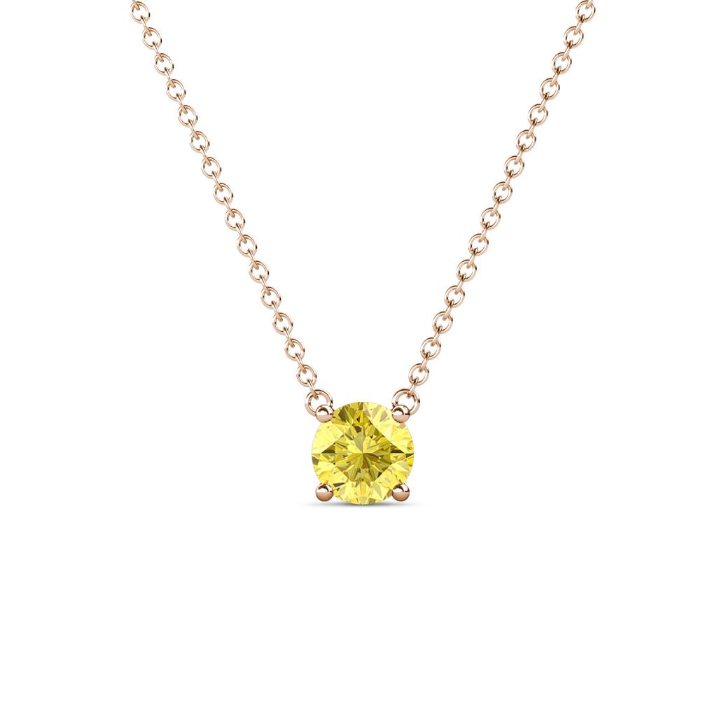 Juliana 5.40 mm Round Yellow Sapphire Solitaire Pendant Necklace 