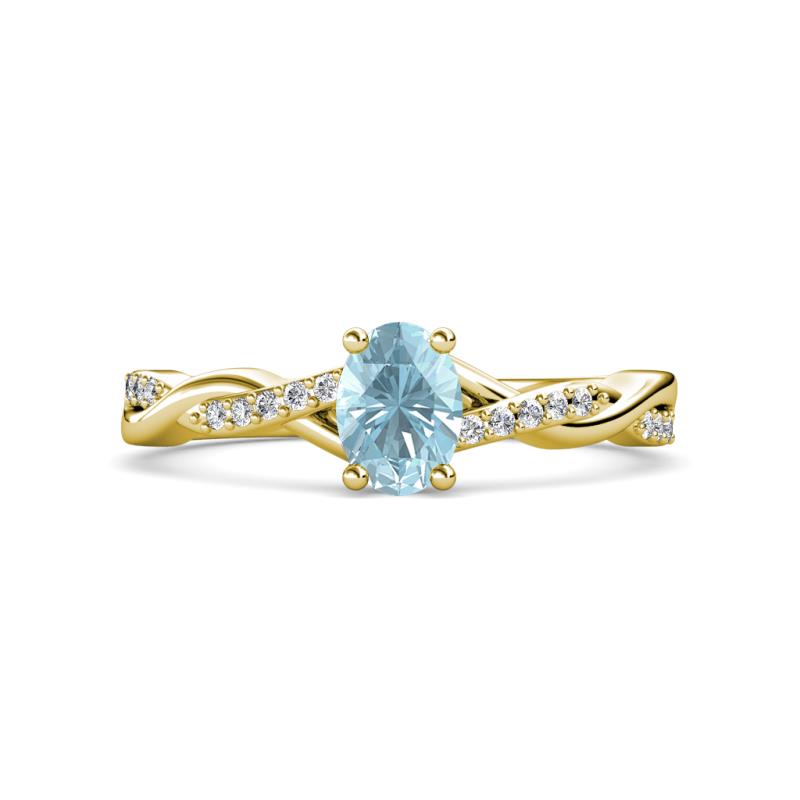 Stacie Desire Oval Cut Aquamarine and Round Diamond Twist Infinity Shank Engagement Ring 