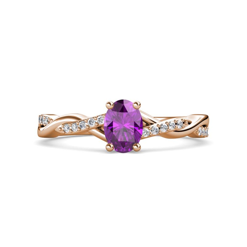 Stacie Desire Oval Cut Amethyst and Round Diamond Twist Infinity Shank Engagement Ring 