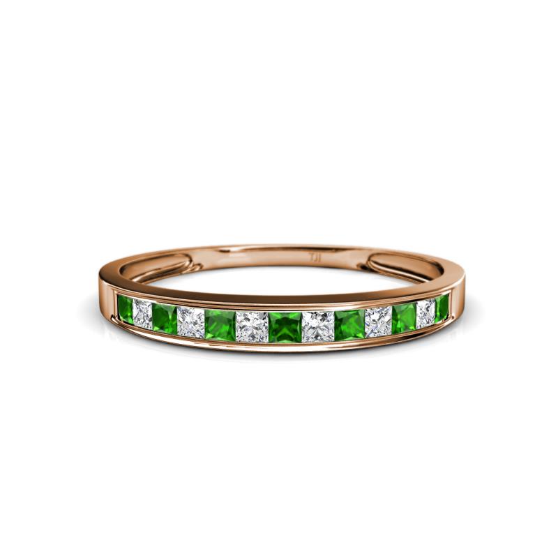 Aqilia 2.00 mm Green Garnet and Lab Grown Diamond Wedding Band 