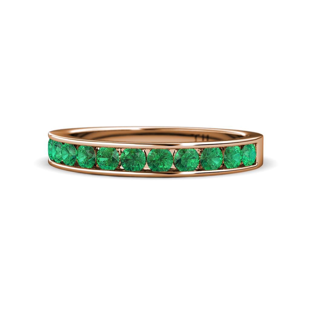 Kathiryn 3.00 mm Emerald 11 Stone Wedding Band 