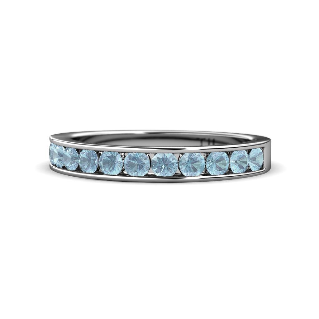 Kathiryn 3.00 mm Aquamarine 11 Stone Wedding Band 