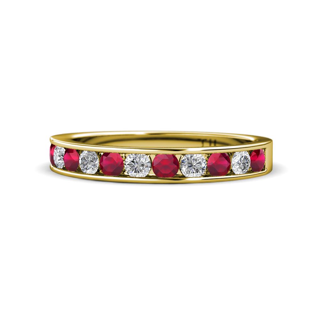 Kathiryn 2.70 mm Ruby and Diamond 11 Stone Wedding Band 