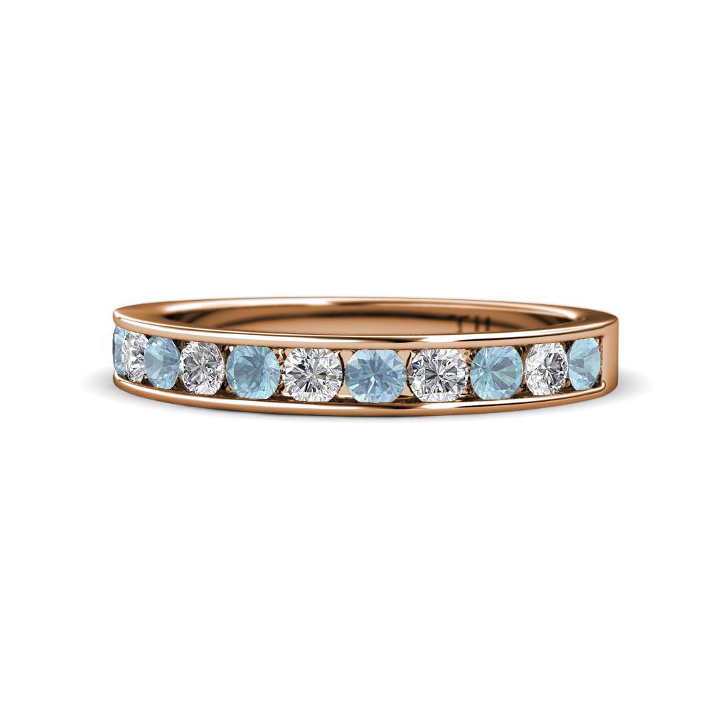 Kathiryn 2.70 mm Aquamarine and Diamond 11 Stone Wedding Band 