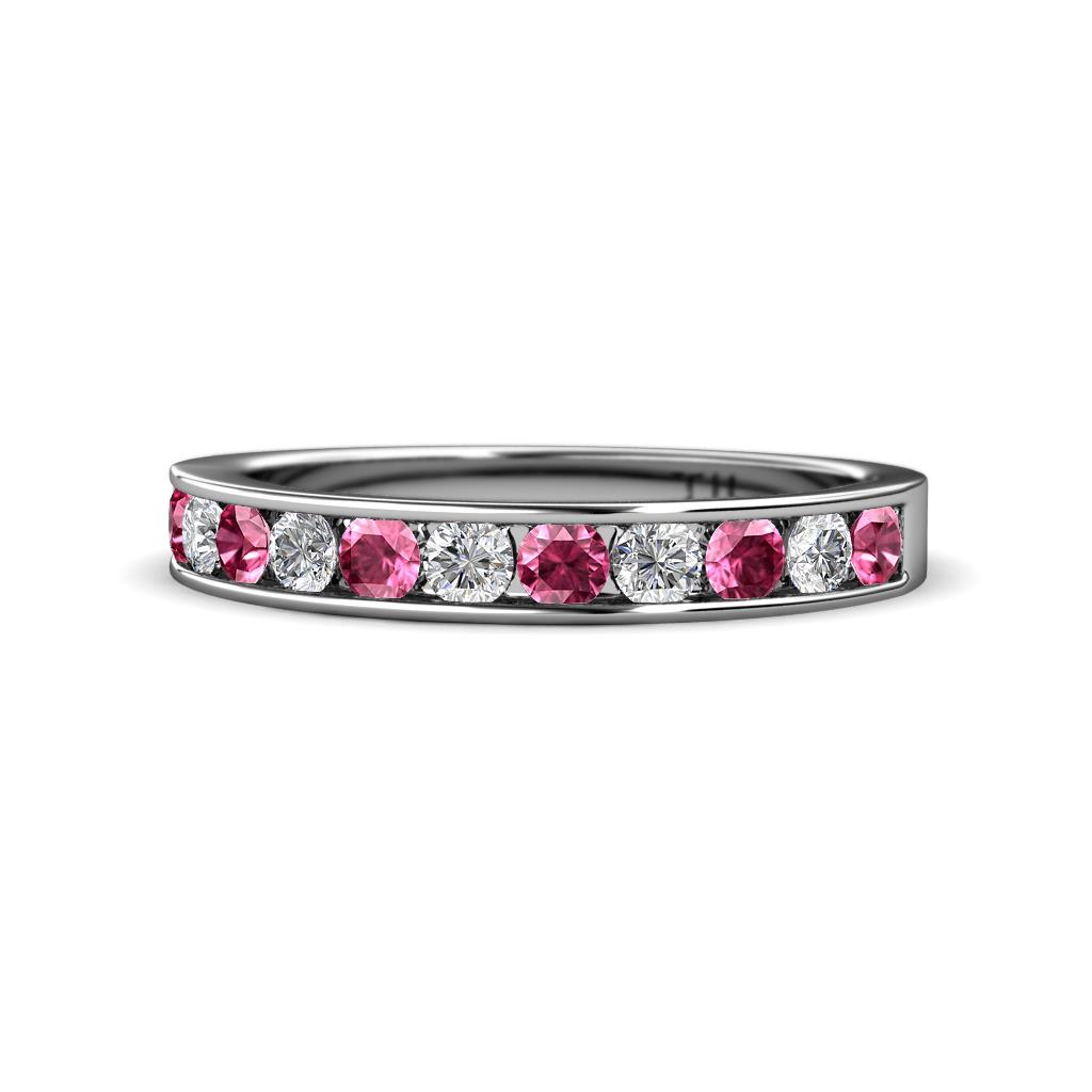 Kathiryn 2.70 mm Pink Tourmaline and Diamond 11 Stone Wedding Band 