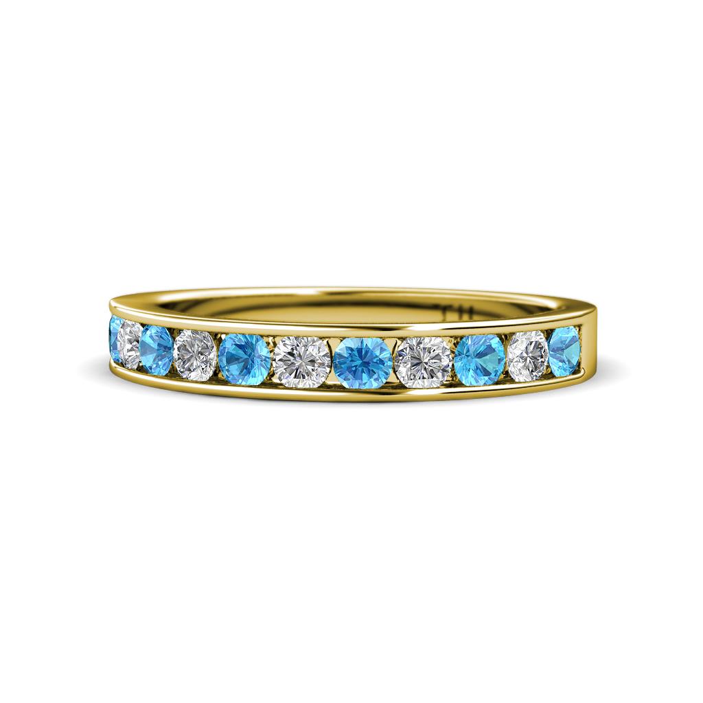 Kathiryn 2.70 mm Blue Topaz and Diamond 11 Stone Wedding Band 