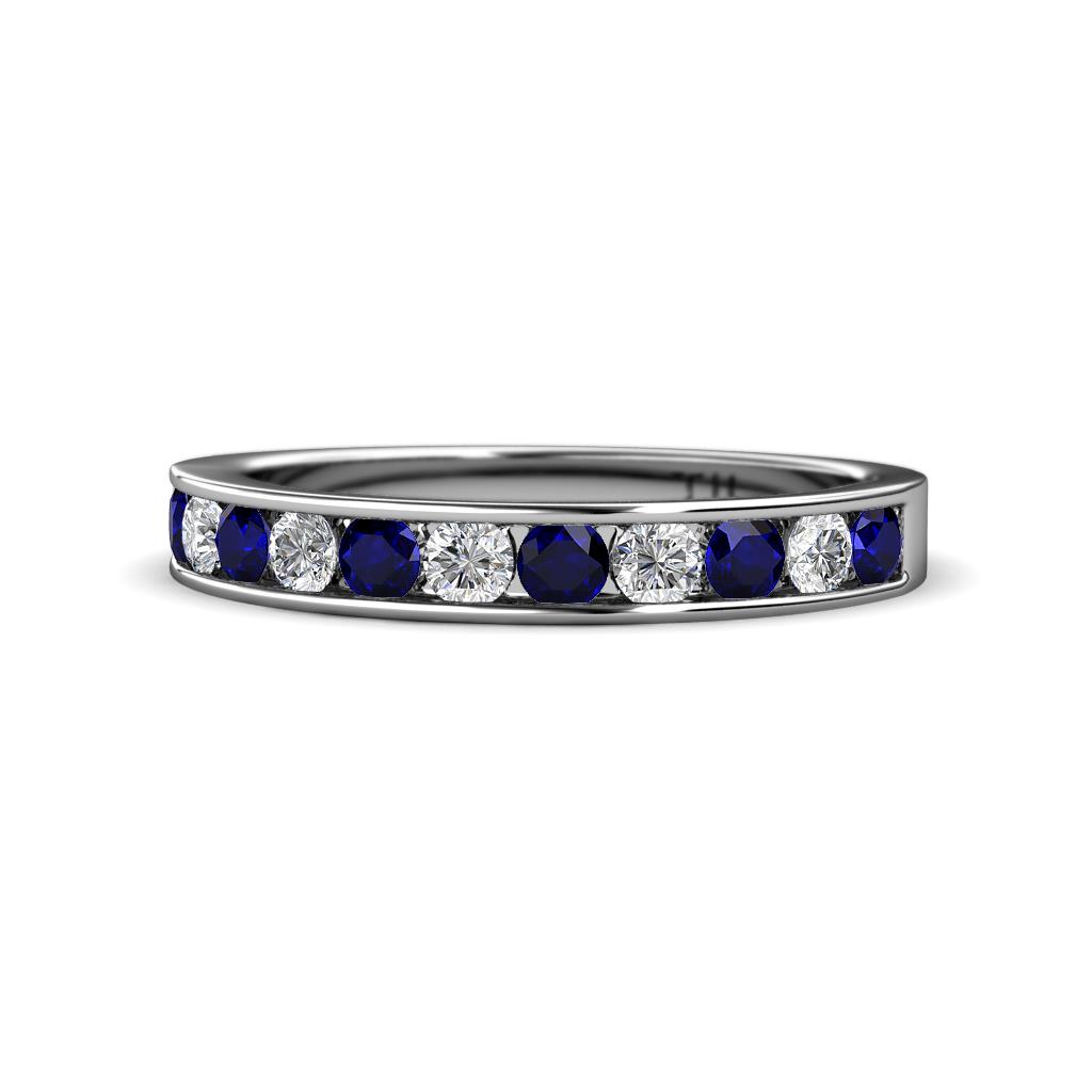 Kathiryn 2.70 mm Blue Sapphire and Diamond 11 Stone Wedding Band 