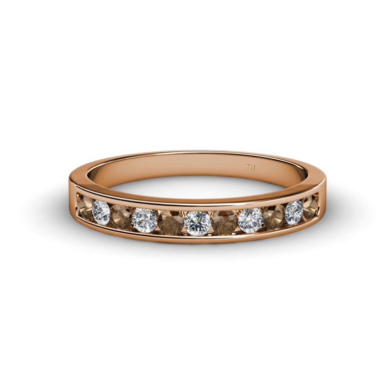 Kathiryn 2.70 mm Smoky Quartz and Diamond 11 Stone Wedding Band 