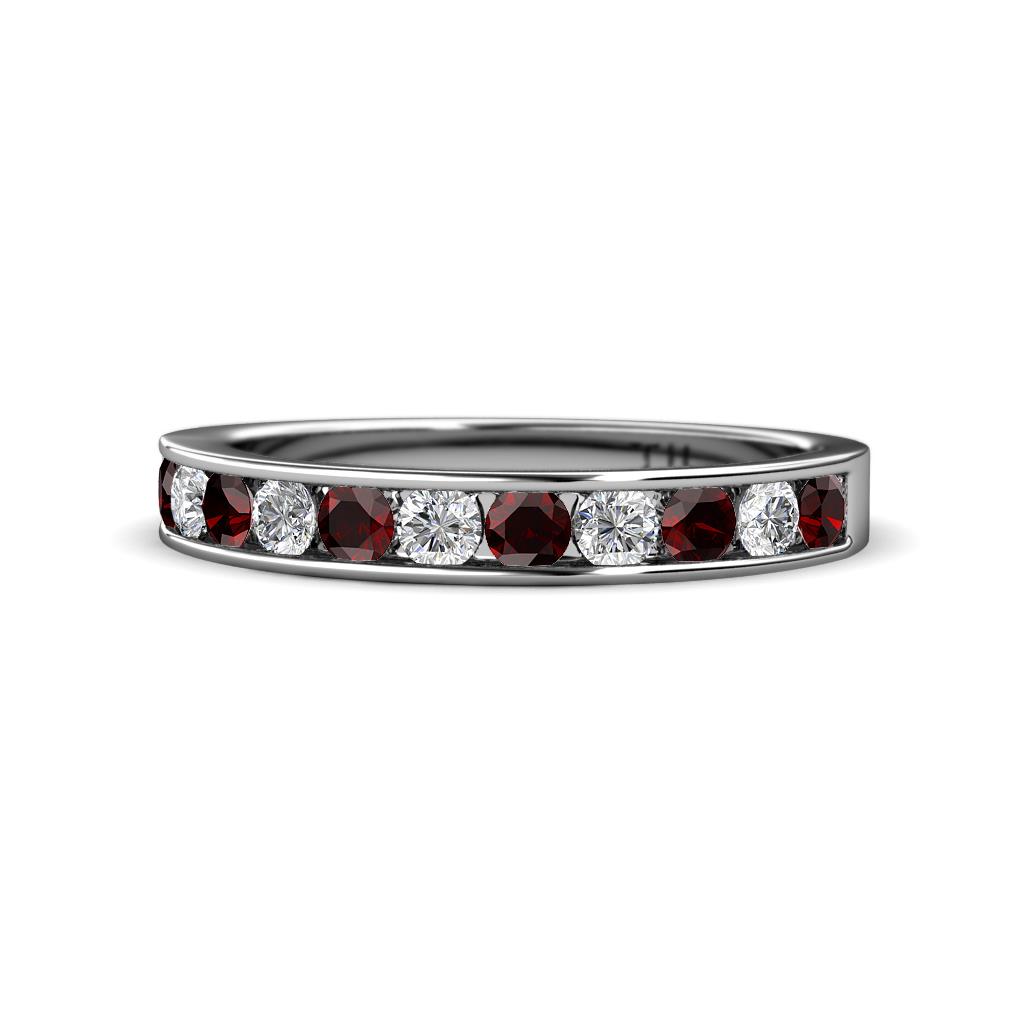 Kathiryn 3.00 mm Red Garnet and Diamond 11 Stone Wedding Band 