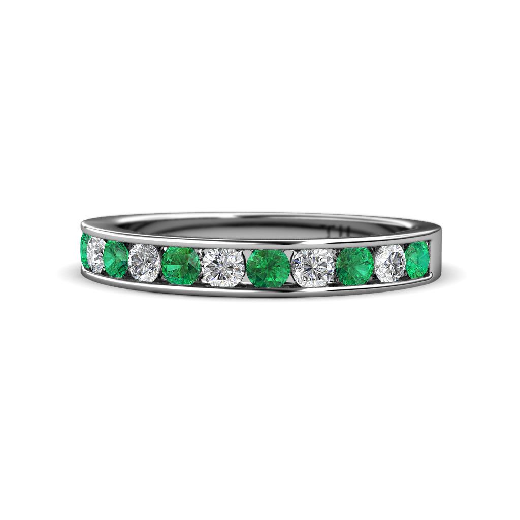 Kathiryn 3.00 mm Emerald and Diamond 11 Stone Wedding Band 