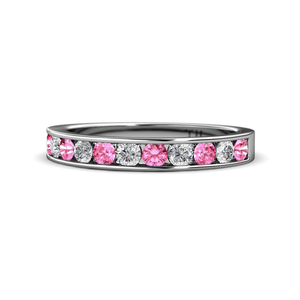 Kathiryn 3.00 mm Pink Sapphire and Diamond 11 Stone Wedding Band 