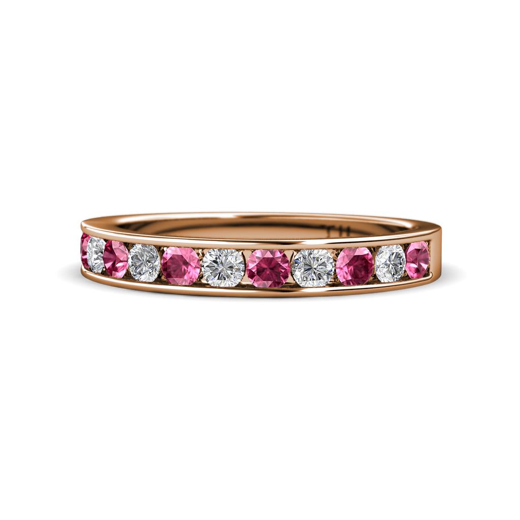 Kathiryn 3.00 mm Pink Tourmaline and Diamond 11 Stone Wedding Band 