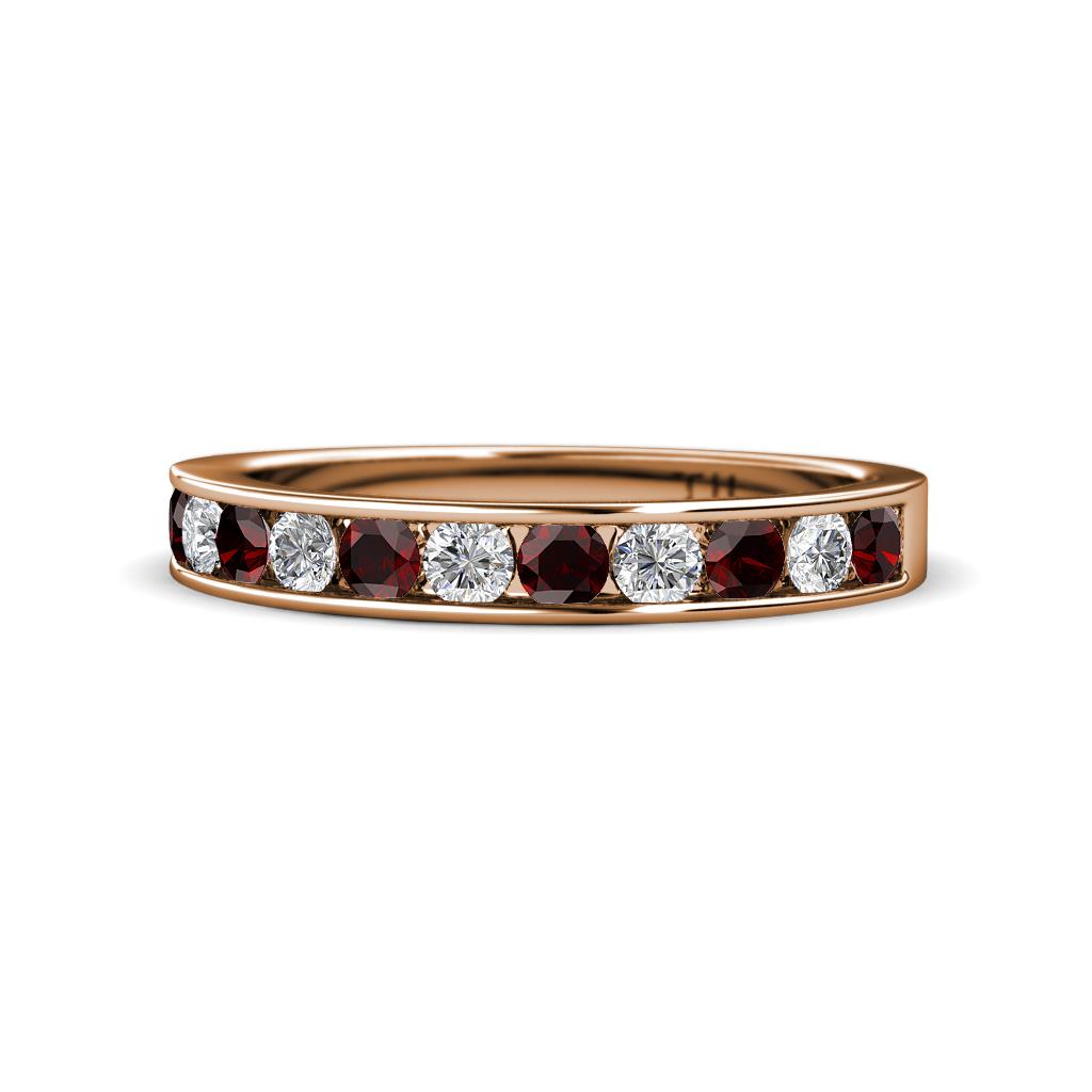 Kathiryn 3.00 mm Red Garnet and Diamond 11 Stone Wedding Band 