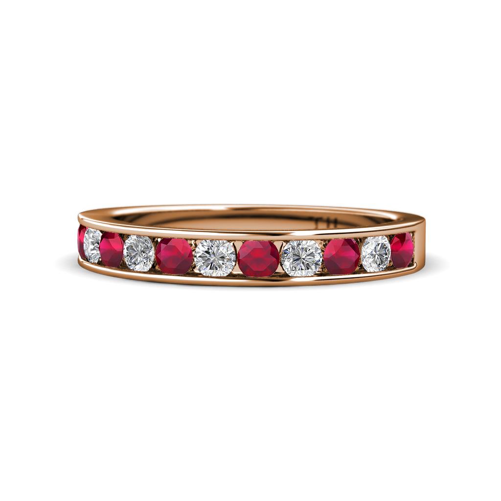 Kathiryn 2.70 mm Ruby and Lab Grown Diamond 11 Stone Wedding Band 