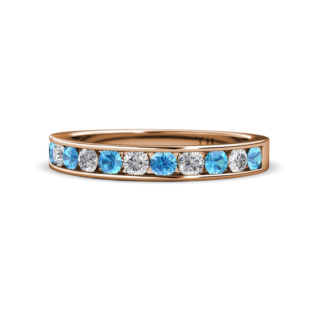 Kathiryn 2.70 mm Blue Topaz and Lab Grown Diamond 11 Stone Wedding Band 