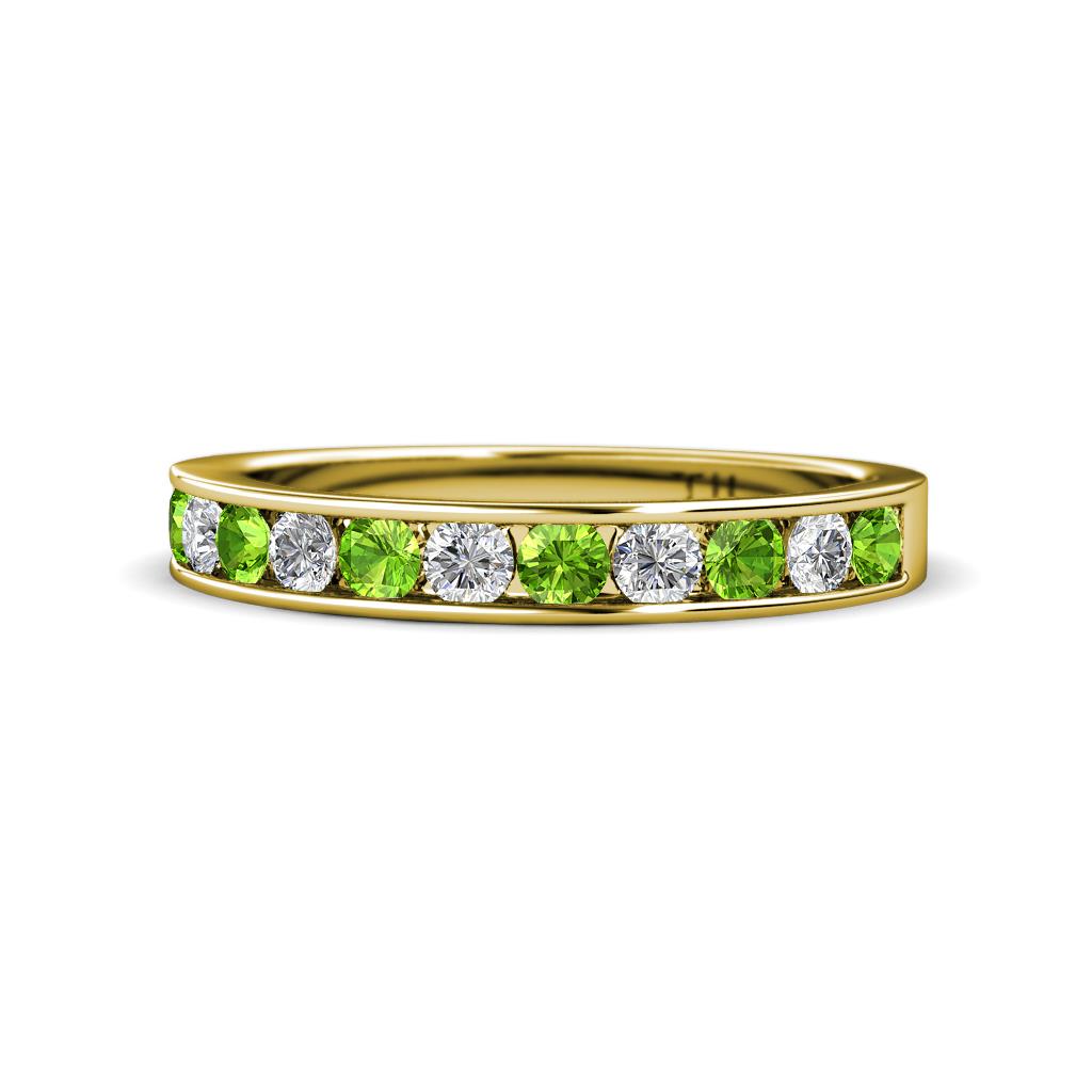 Kathiryn 2.70 mm Peridot and Lab Grown Diamond 11 Stone Wedding Band 