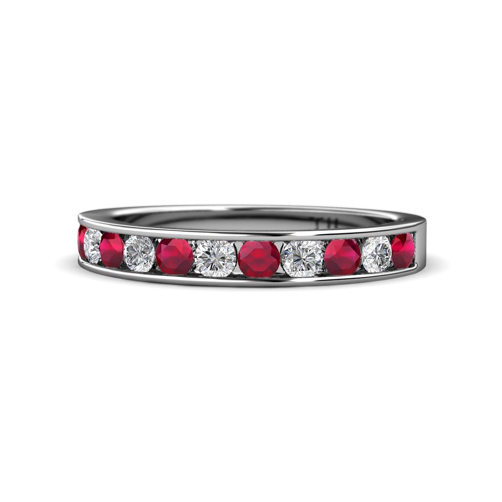Kathiryn 3.00 mm Ruby and Lab Grown Diamond 11 Stone Wedding Band 