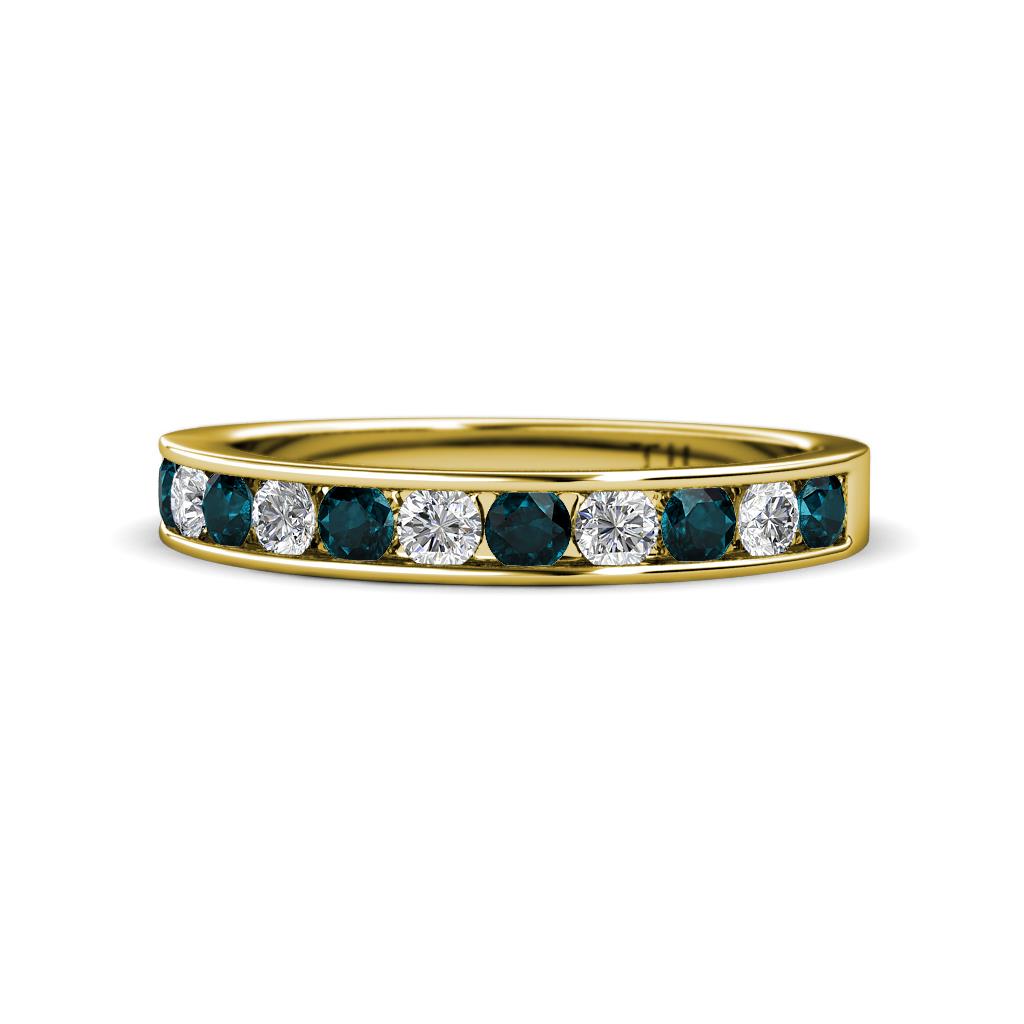 Kathiryn 3.00 mm London Blue Topaz and Lab Grown Diamond 11 Stone Wedding Band 