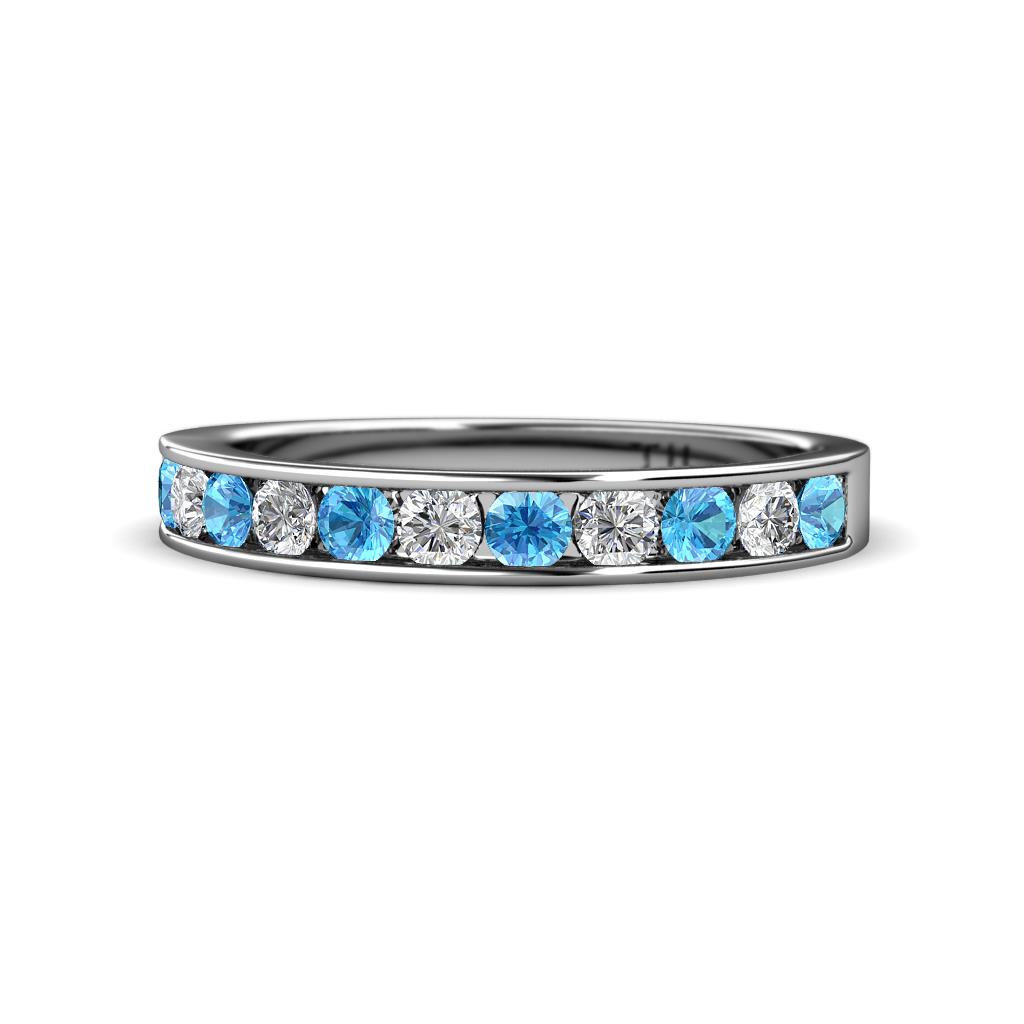 Kathiryn 3.00 mm Blue Topaz and Lab Grown Diamond 11 Stone Wedding Band 