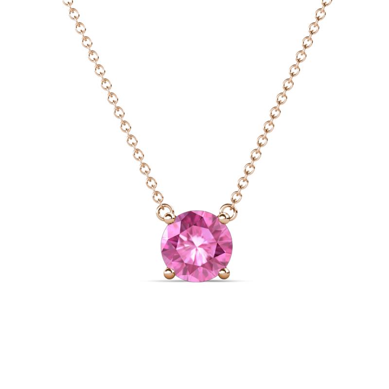 Juliana 7.00 mm Round Pink Sapphire Solitaire Pendant Necklace 